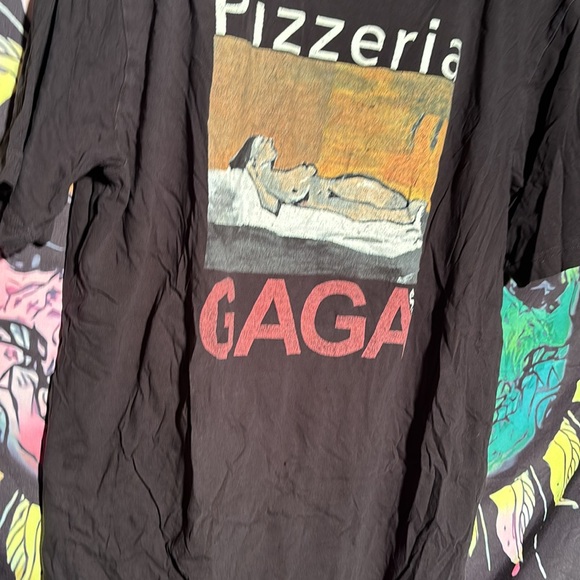 Pizza and Nudity and GAGA - Black T Shirt. Mens Size Large - Picture 2 of 3